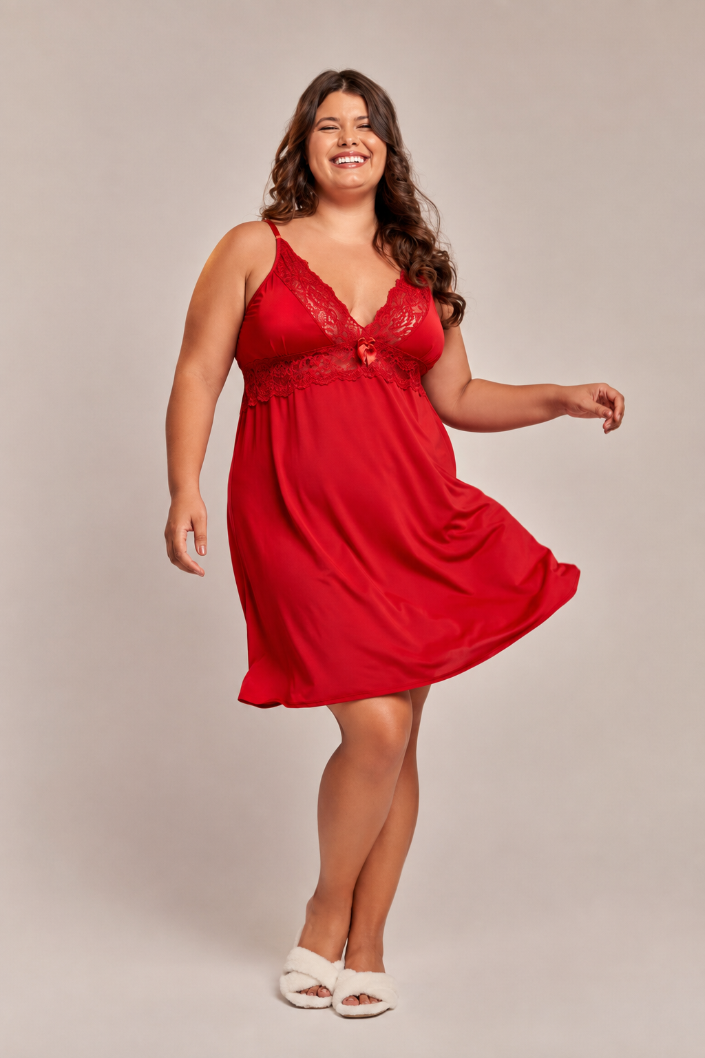 Camisola com Renda em Romantic Plus Size